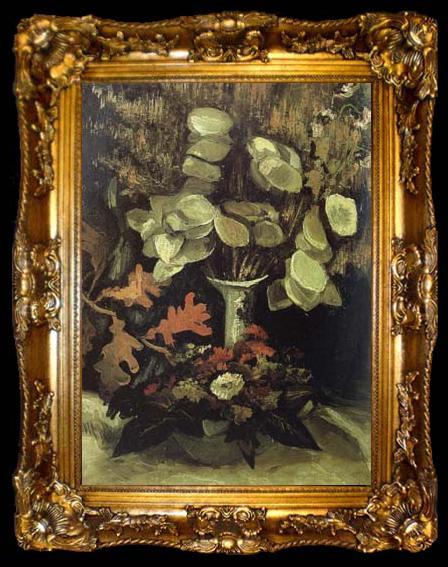 framed  Vincent Van Gogh Vase with Honesty (nn04), ta009-2